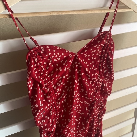 Misguided Petite NWT Heart Print Ruched Mini Red Dress Size 4 - Picture 5 of 15